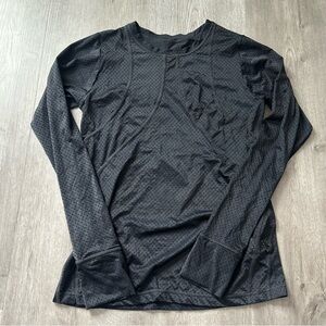 925fit Track Me Down black Mesh Top women’s long sleeve‎ size large athletic